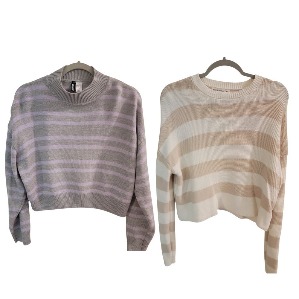 Bundle of 2 Women's Medium Sweaters | Moon & Madison + H&M Divided Striped Tops